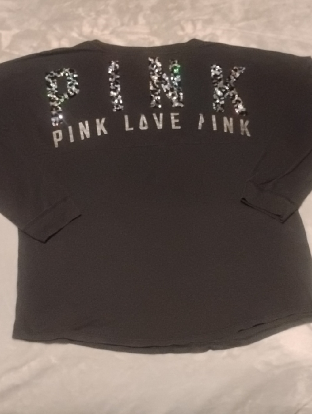 PINK Victoria's Secret Black Sequin Logo Sweatshirt